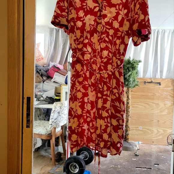 Time & Tru Size XL 16-18 Pink White PAISLEY Print Dress pullon wide sleeves NEW - Picture 2 of 15